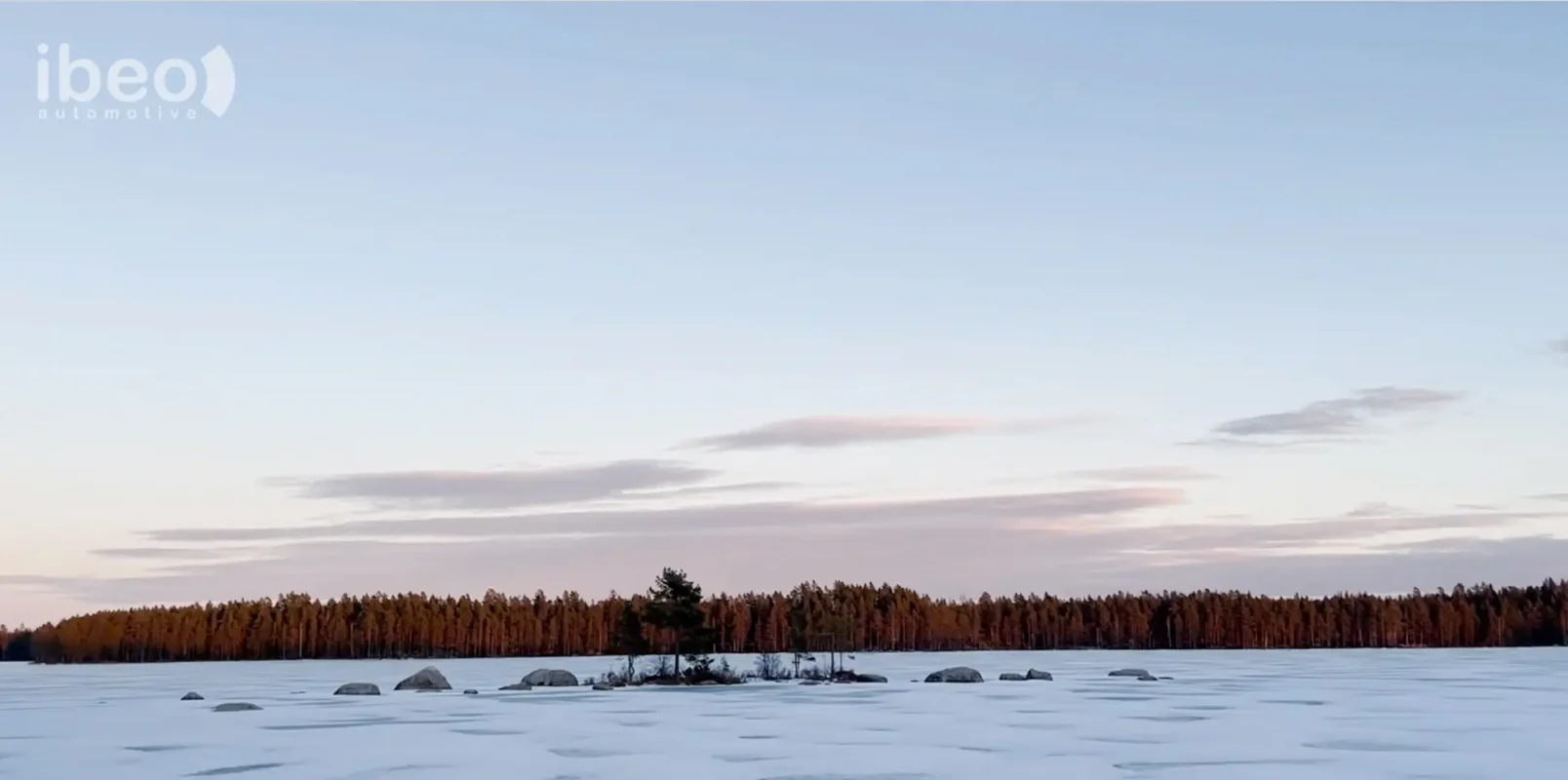 Ibeo Wintertest zeigt eine Winterlandschaft